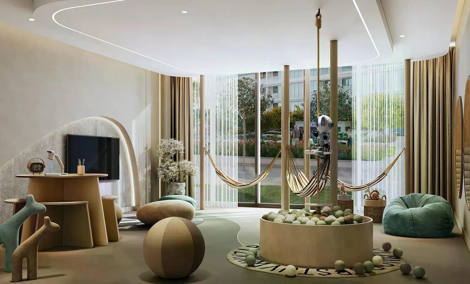 Tranquil Beach Residences living room interior by Sobha Realty on Siniya Island, Umm Al Quwain, featuring contemporary design and coastal living.