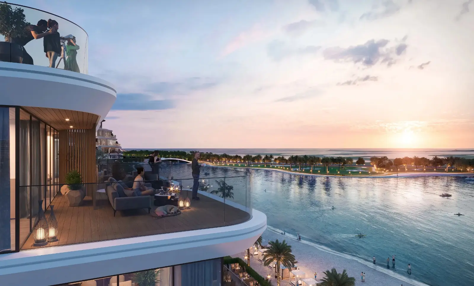 Coraline Beach Residences on Sobha Siniya Island, contemporary apartment buildings designed for modern residential living and coastal lifestyles.