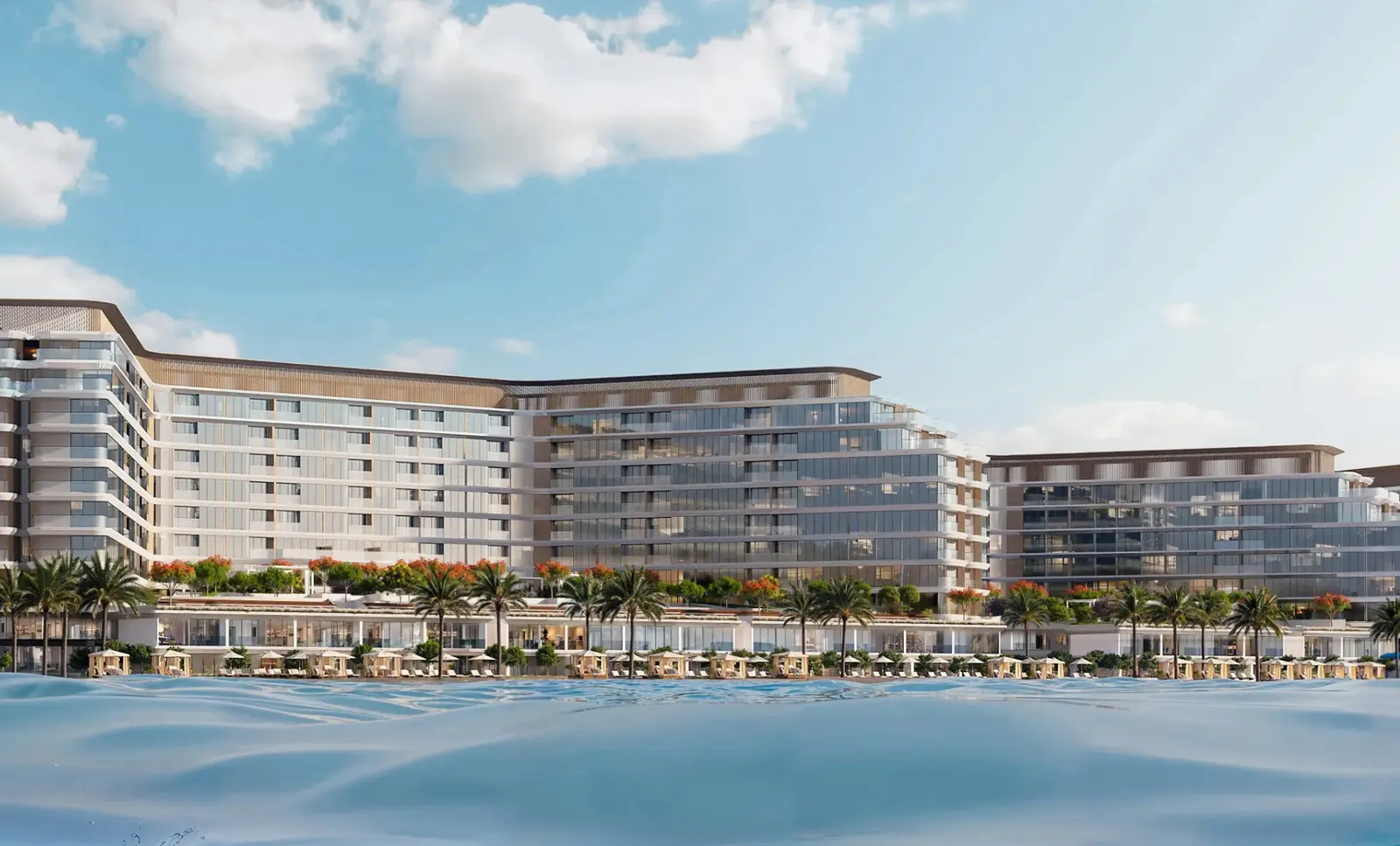 Coraline Beach Residences, Sobha Siniya Island, Umm Al Quwain, luxury residential exterior architecture and contemporary island property design.