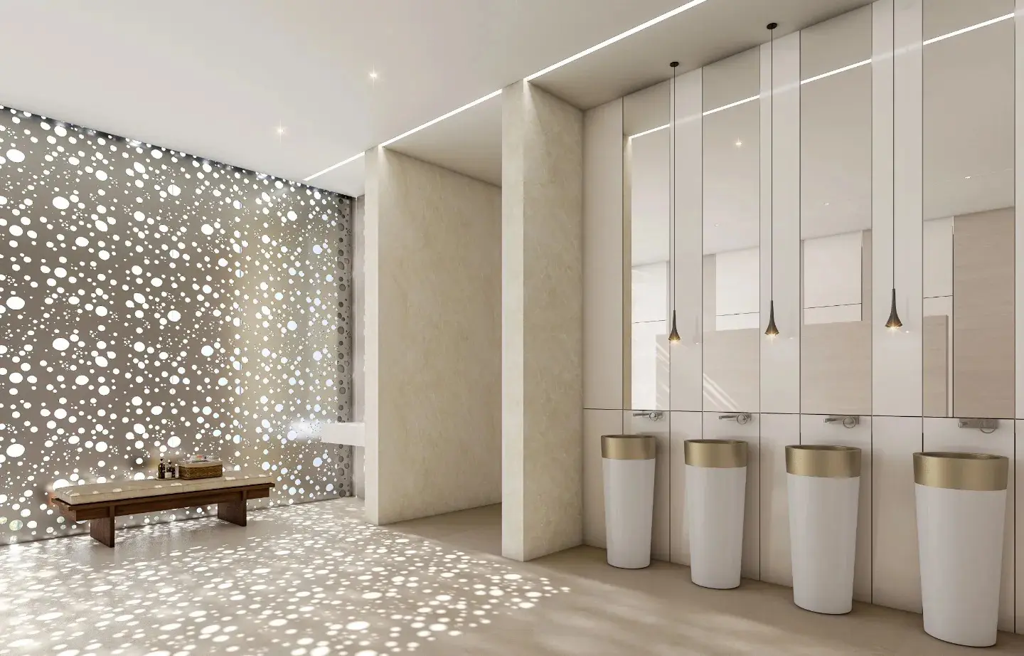Delphine Beach Residences on Sobha Siniya Island, Umm Al Quwain, modern bathroom interior with refined finishes and practical fittings.