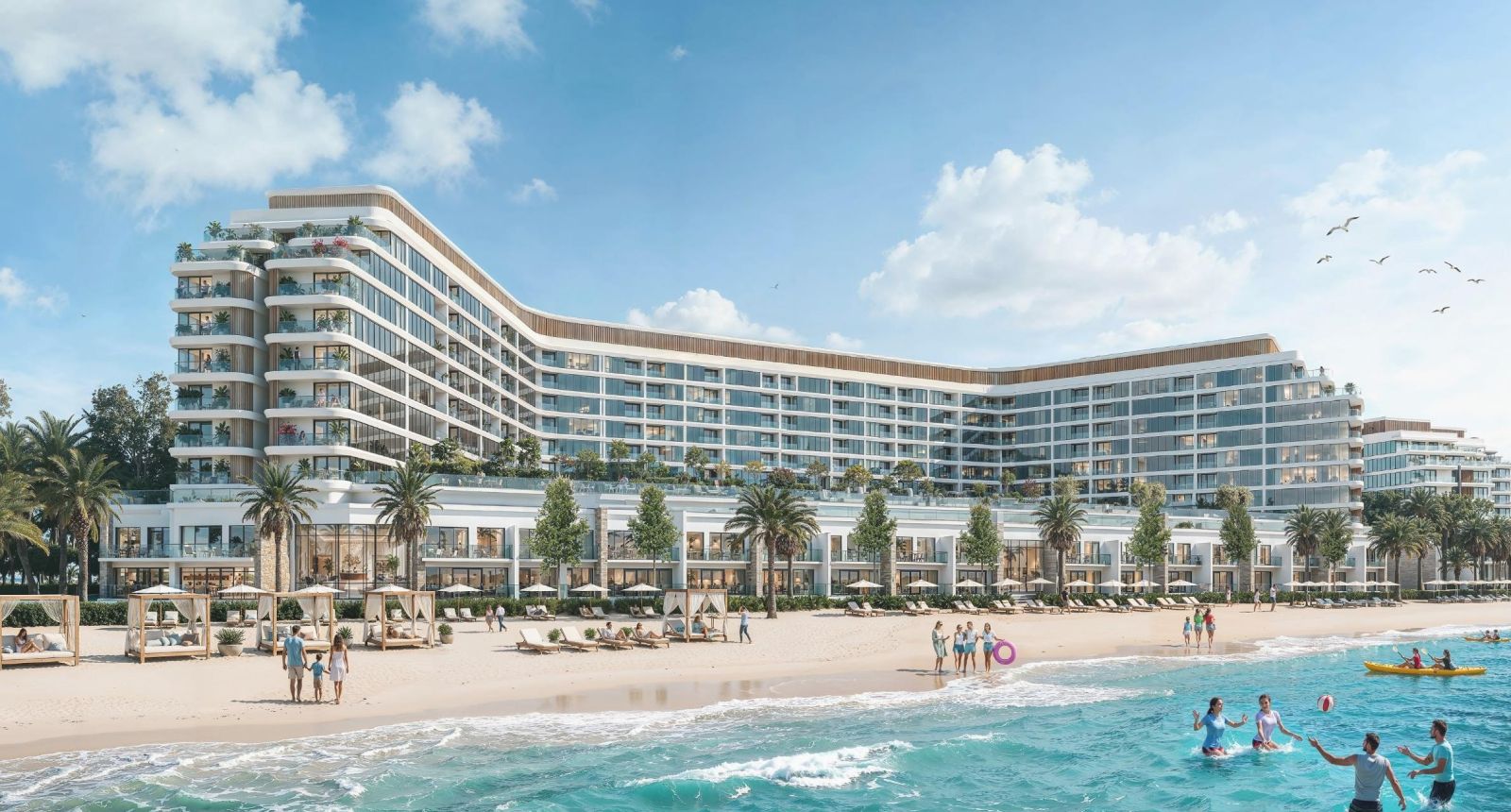 Tranquil Beach Residences by Sobha Realty on Siniya Island, Umm Al Quwain, featuring luxury beachfront apartments.